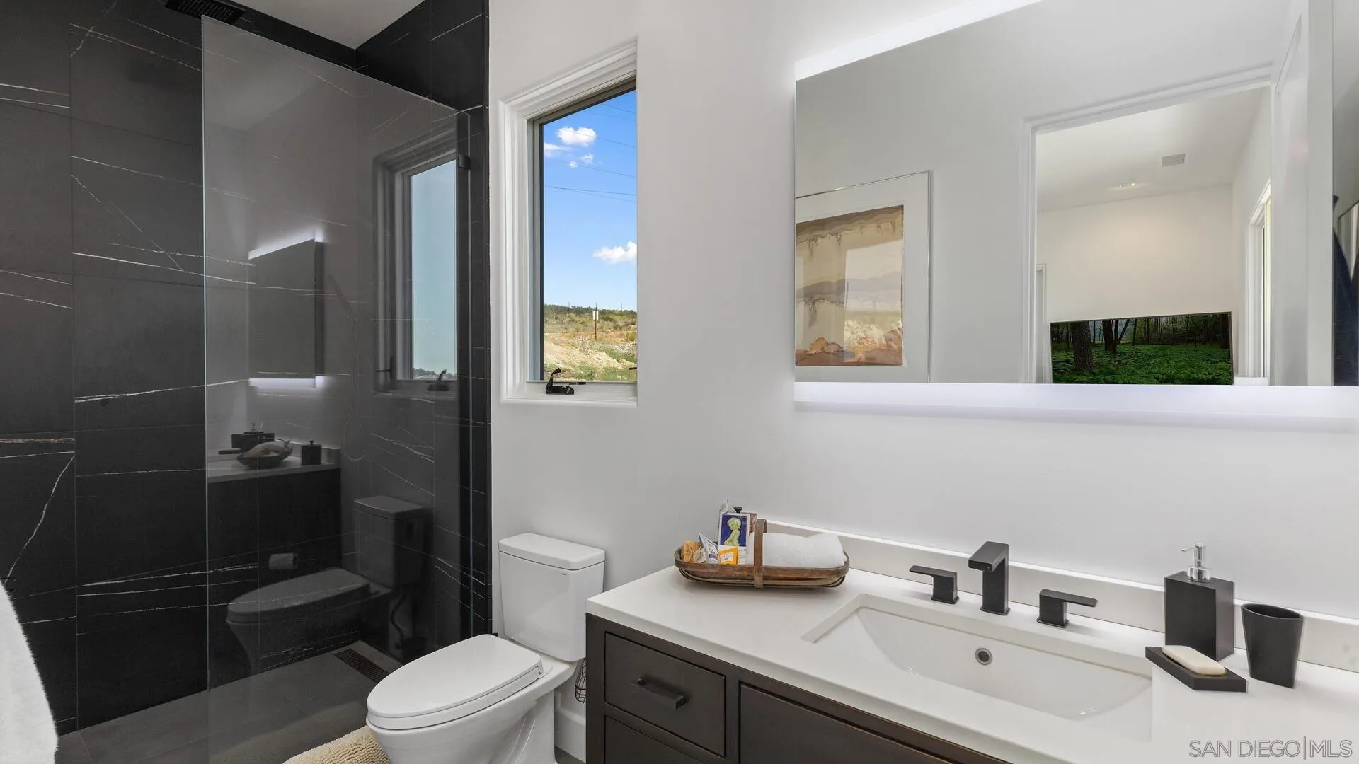 16674 Liberty Ridge San Diego, CA 92127 - Photo 23 of 35 a bathroom with a sink a toilet and shower
