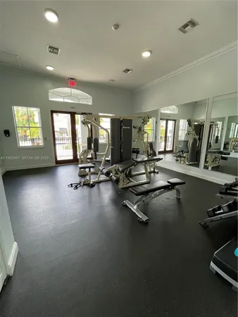 a view of a room with gym equipment