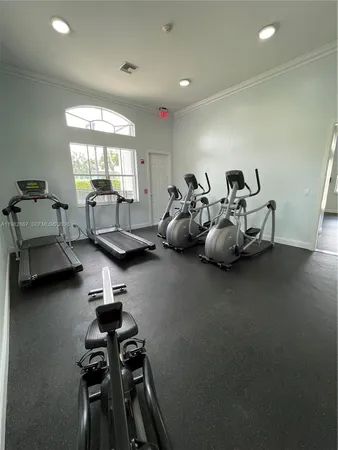 a room with gym equipment