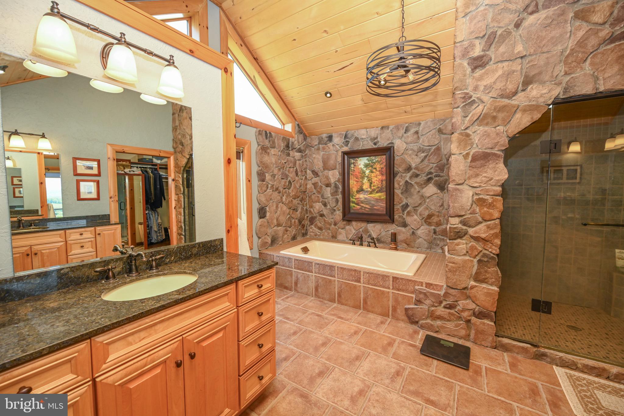 2325 Accident Friendsville Road Accident, MD 21520 - Photo 24 of 107 a spacious bathroom with a granite countertop sink a toilet and shower