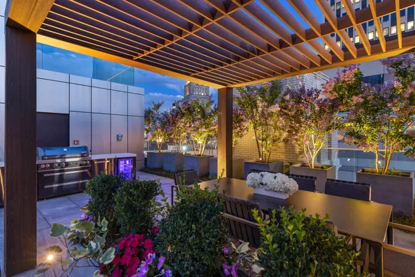 a view of a terrace with couches