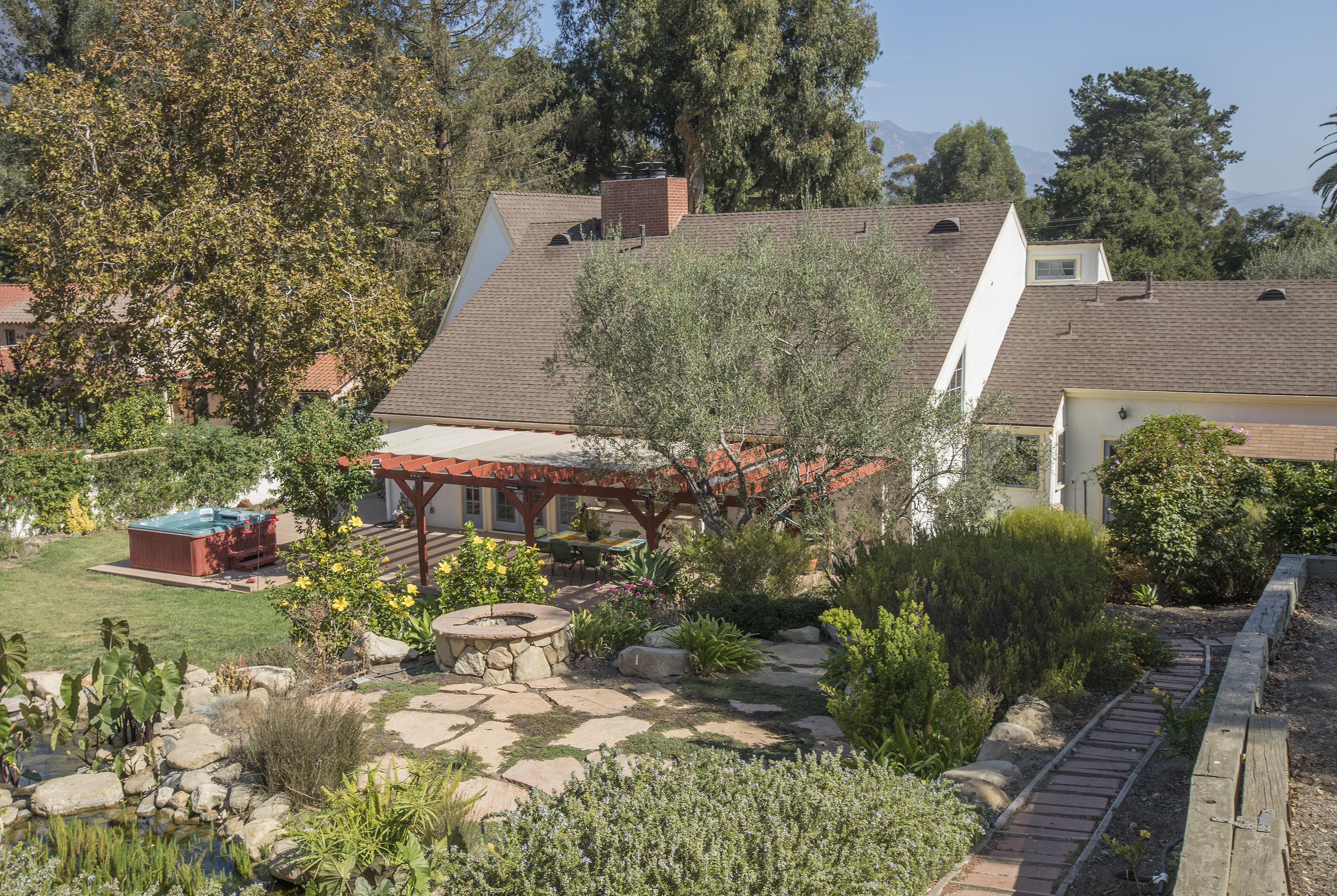 3165 Eucalyptus Hill Road Santa Barbara, CA 93108 - Photo 18 of 21 an aerial view of a house with a yard and lake view