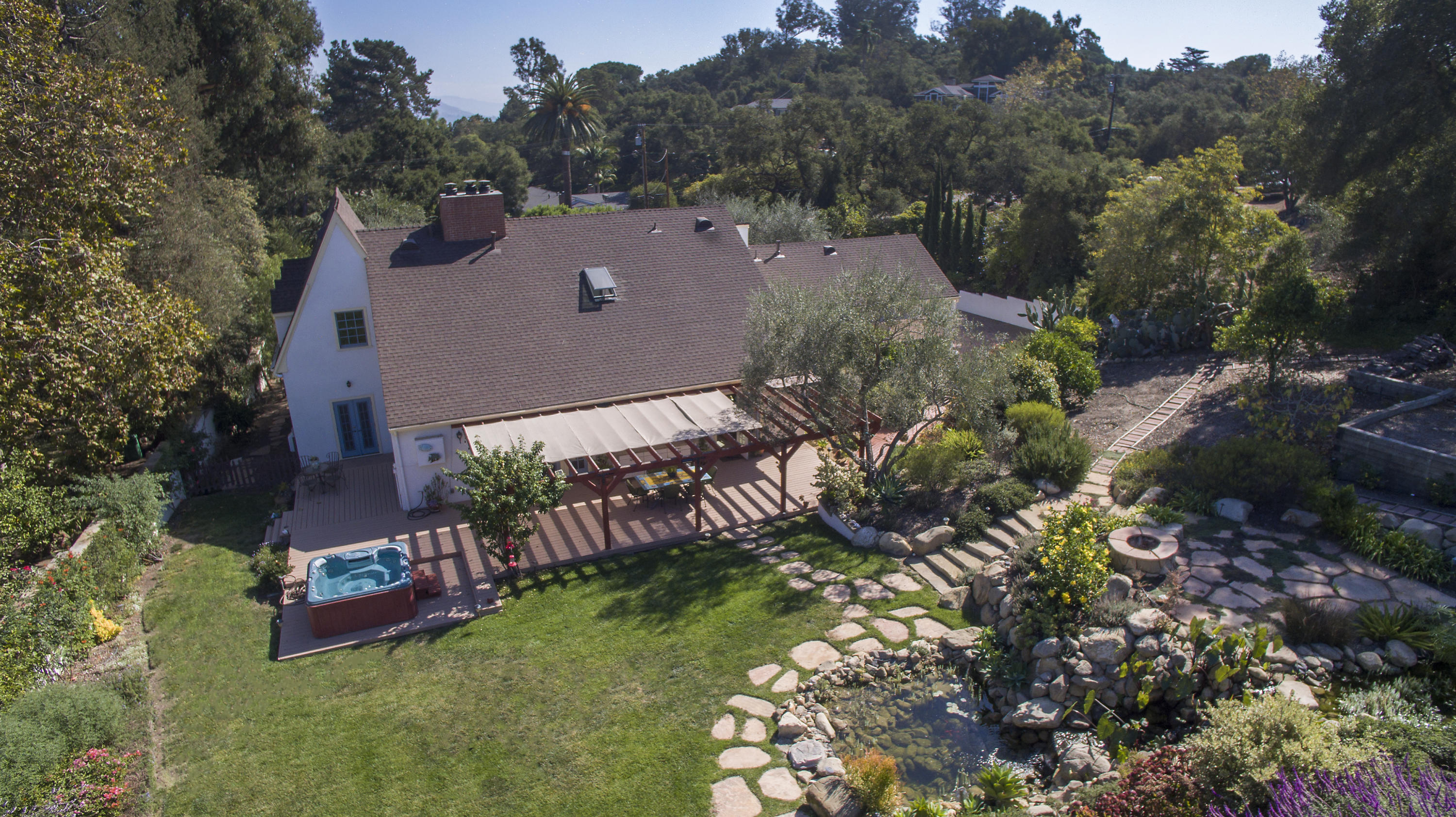 3165 Eucalyptus Hill Road Santa Barbara, CA 93108 - Photo 20 of 21 an aerial view of a house with a garden