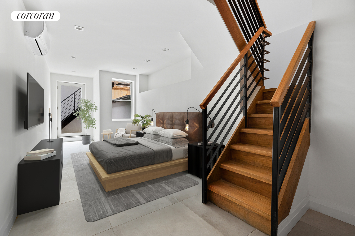 26 Goodwin Place, Unit 1R Brooklyn, NY 11221 - Photo 2 of 6 a living room with furniture and a flat screen tv