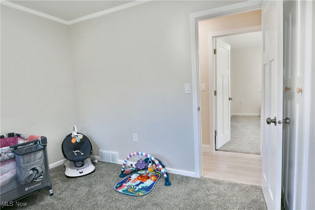 9633 Howland Springs Road Southeast Warren, OH 44484 - Photo 47 of 50 Playroom with carpet floors and crown molding