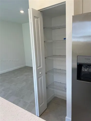 a close view of a refrigerator in kitchen