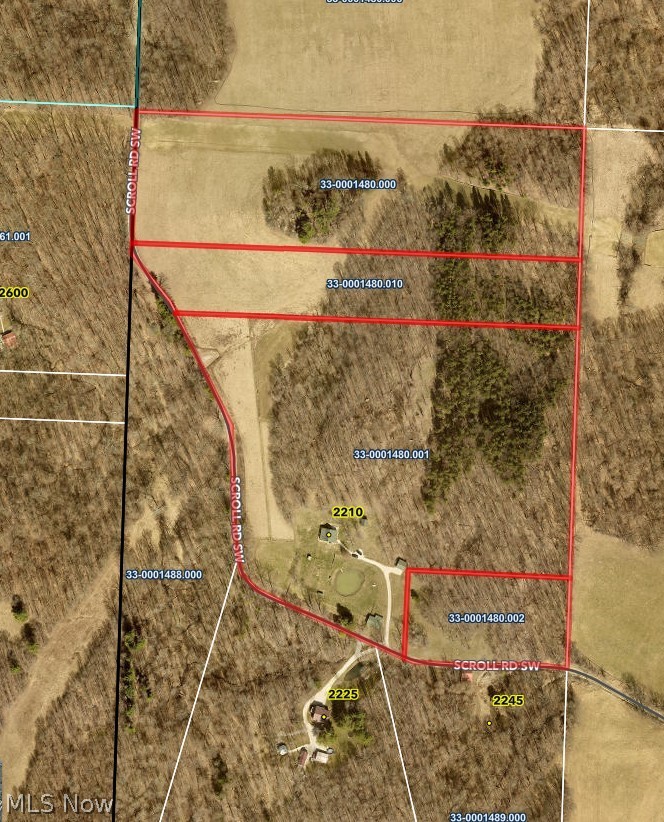 2210 Scroll Road Southwest Carrollton, OH 44615 - Photo 45 of 48 Aerial map of property and surrounding area featuring property boundaries highlighted
