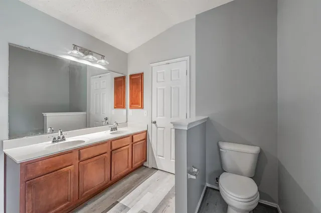a bathroom with a bathtub