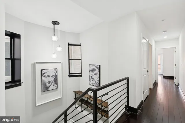 a view of a hallway with elevator