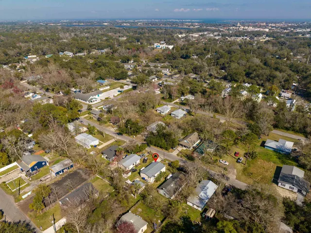 an aerial view of multiple house