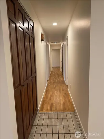 a view of kitchen with wooden floor