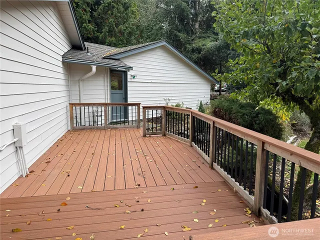 a view of deck with seating space