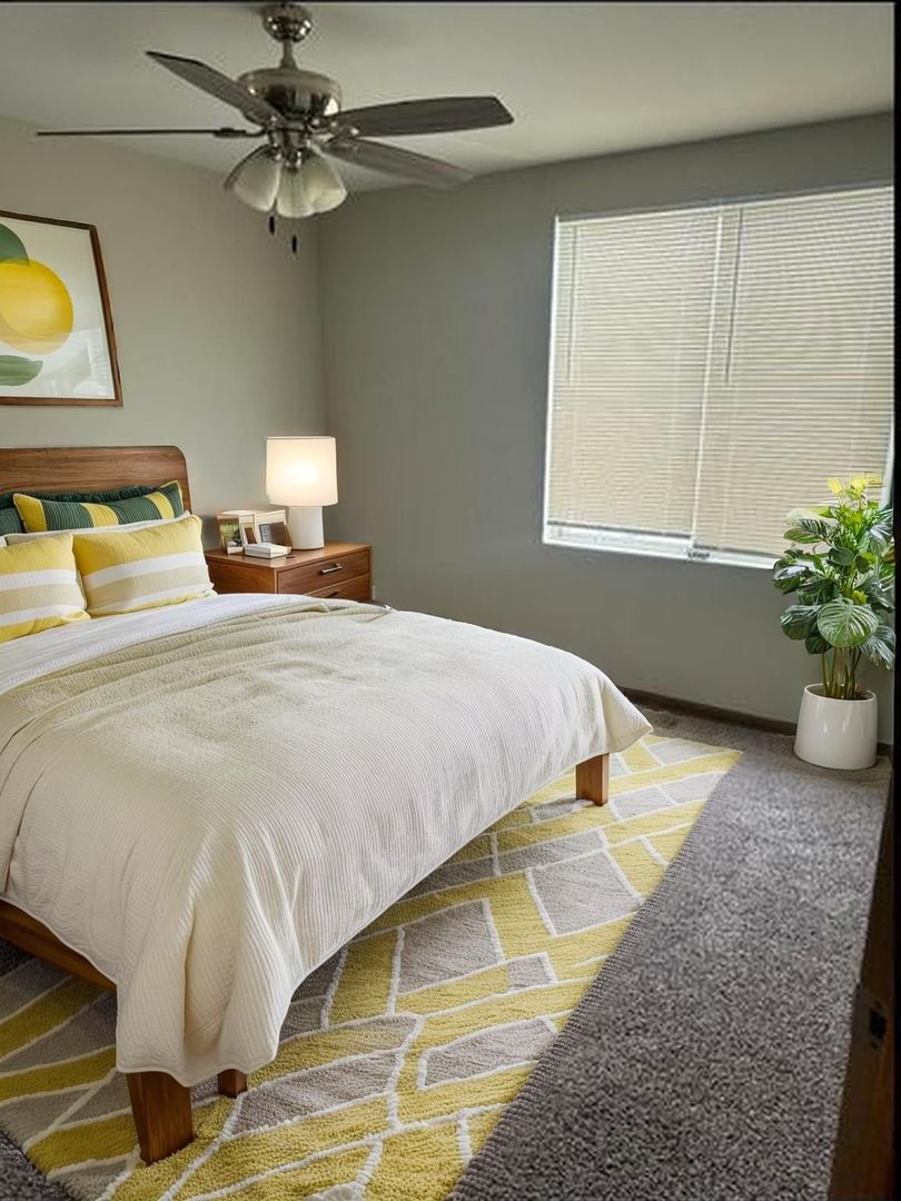 1009 Symphony Drive Aurora, IL 60504 - Photo 8 of 14 a bedroom with a bed chandelier and a window