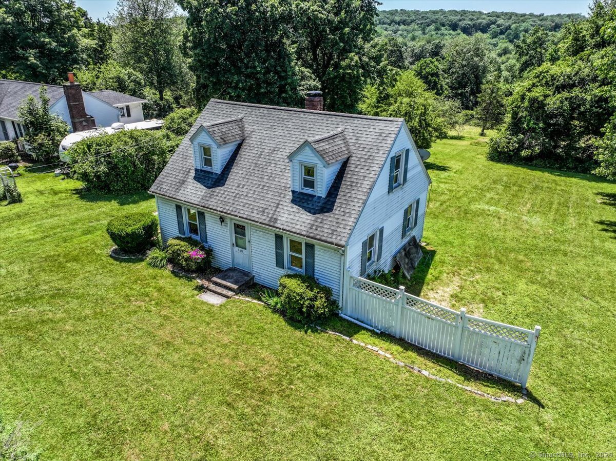 an aerial view of a house