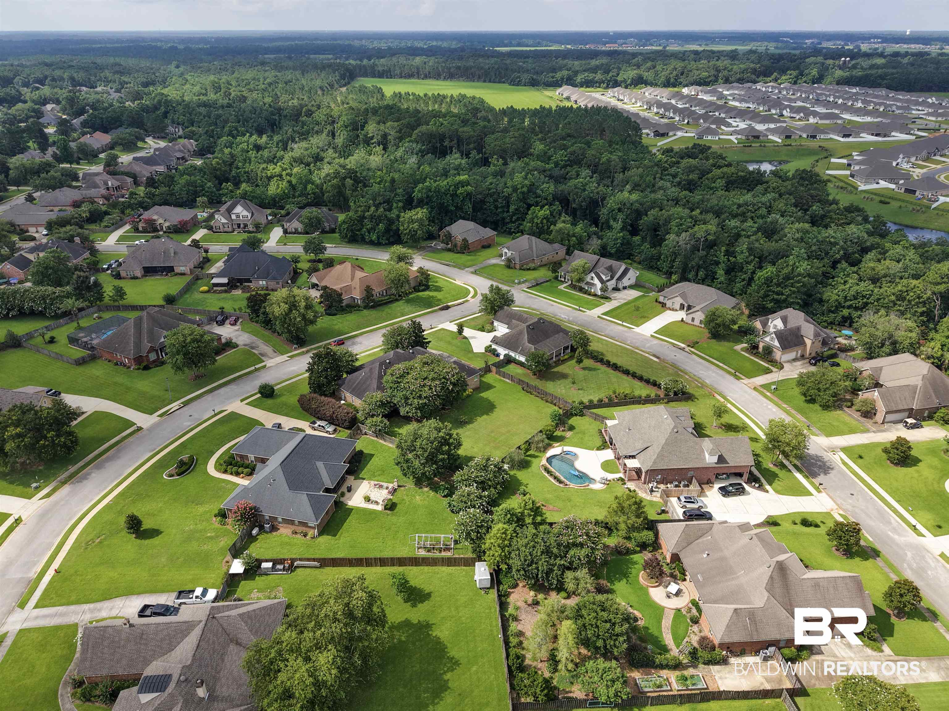 11261 Halcyon Loop Daphne, AL 36526 - Photo 37 of 41 Aerial perspective showcasing a residential community with abundant green spaces, mature trees, and curving roadways
