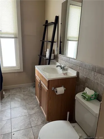 a bathroom with a bathtub