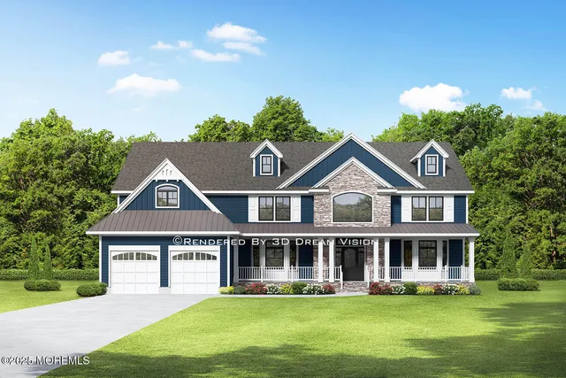 a front view of a house with a yard and potted plants