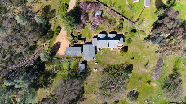 an aerial view of swimming pool
