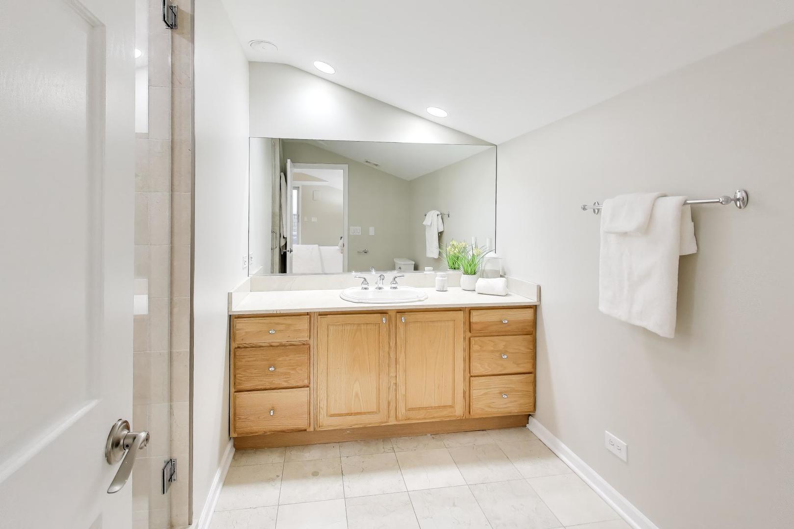 1312 West Fletcher Street, Unit 3W Chicago, IL 60657 - Photo 25 of 30 a bathroom with a sink vanity and mirror