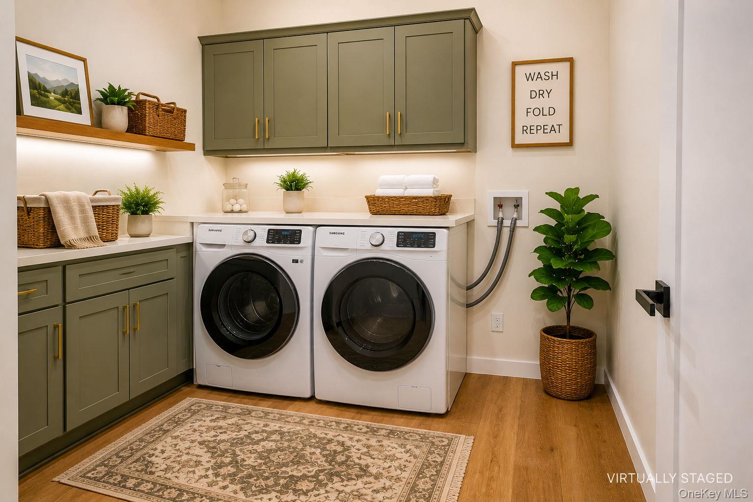 128 St Elmo Road Wallkill, NY 12589 - Photo 29 of 45 Virtually staged. Cabinets, washer and dryer have been digitally added to show the room's potential scale and layout. and are not included in sale.