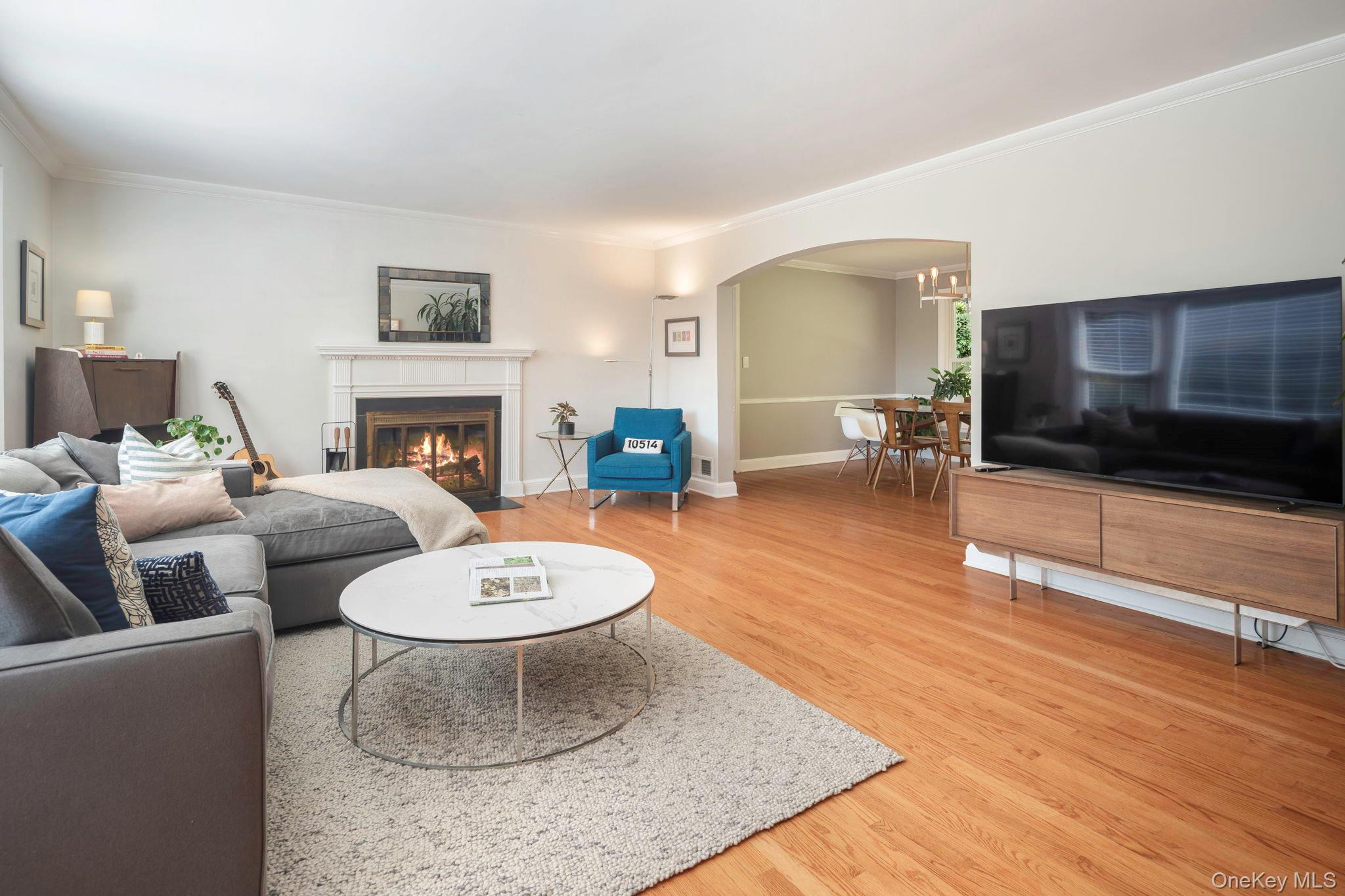 36 Pond Hill Road Chappaqua, NY 10514 - Photo 8 of 32 a living room with furniture a fireplace and a flat screen tv