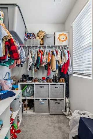 a bedroom with furniture and a window