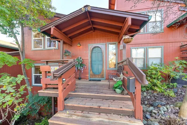 a front view of house with a yard