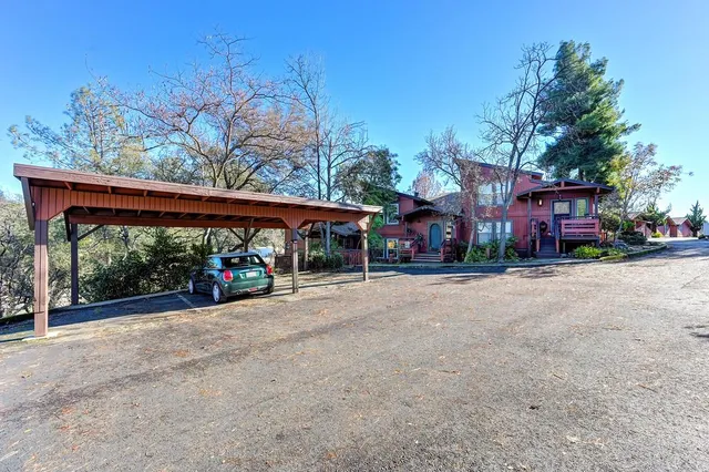 a view of a street with houses