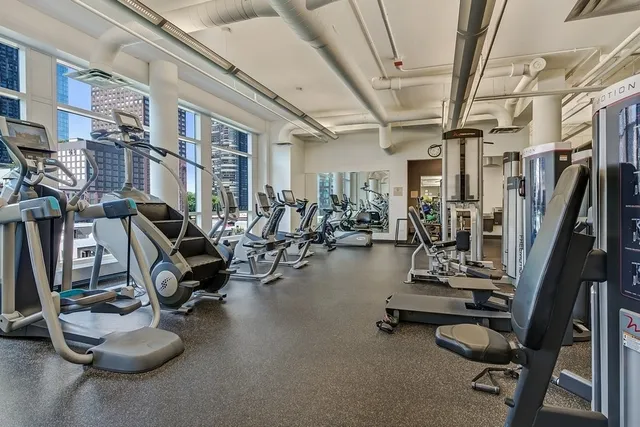 a view of a room with gym equipment