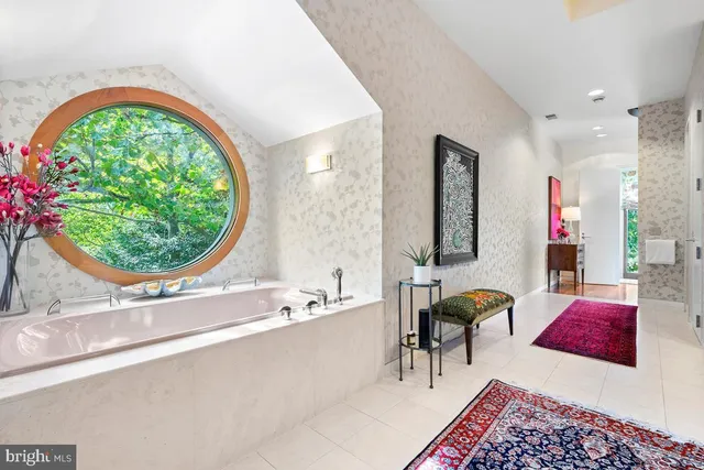 a view of a swimming pool and an outdoor space