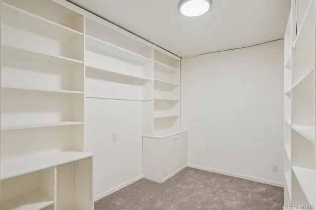 a view of an empty walk in closet