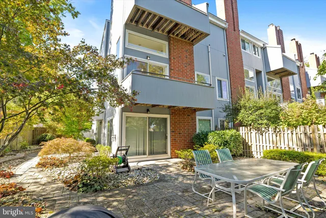 a view of a backyard with plants and large trees