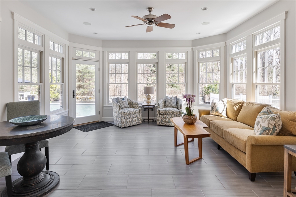 55 Depot Road Boxford, MA 01921 - Photo 22 of 42 a living room with furniture and a large window