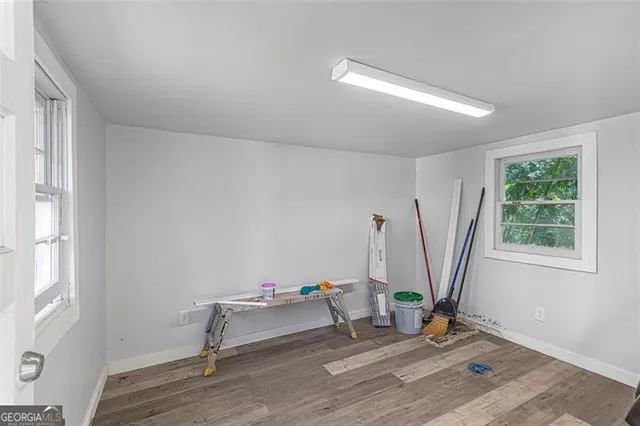 a living room with a window