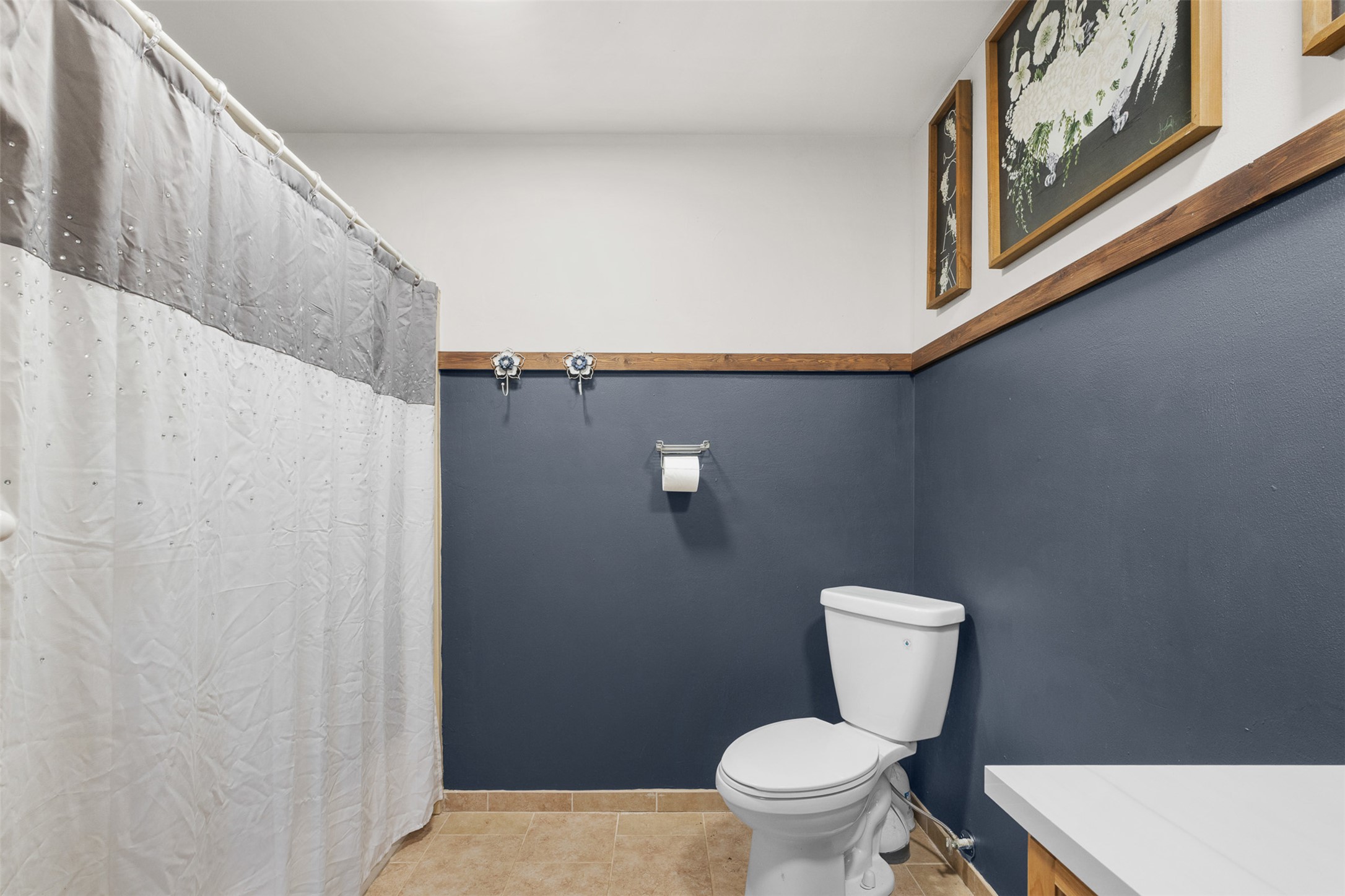 1015 FM 112 Road Lexington, TX 78947 - Photo 15 of 38 a white toilet sitting next to a shower curtain