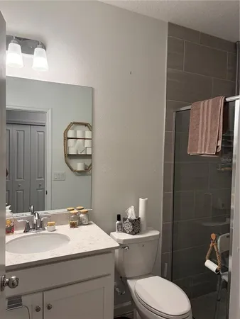 a bathroom with a toilet a sink and mirror