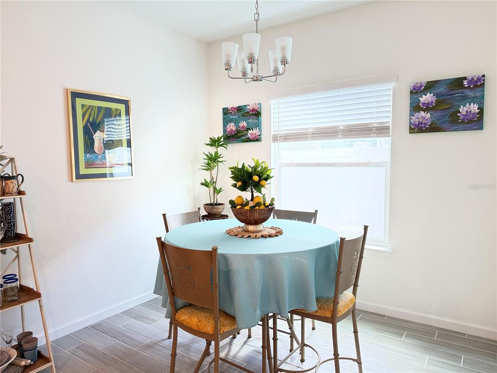 7656 Southwest 74th Loop Ocala, FL 34474 - Photo 26 of 95 a dining room with furniture potted plants and wooden floor