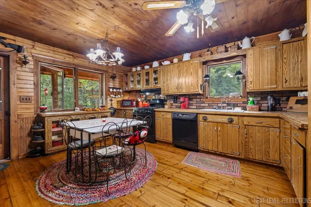 a kitchen with lots of counter top space