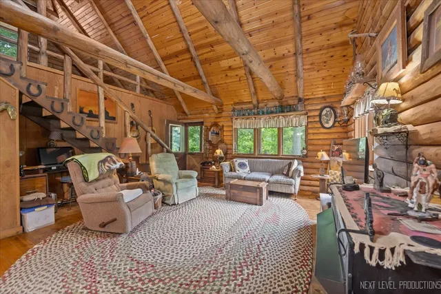 a living room with furniture