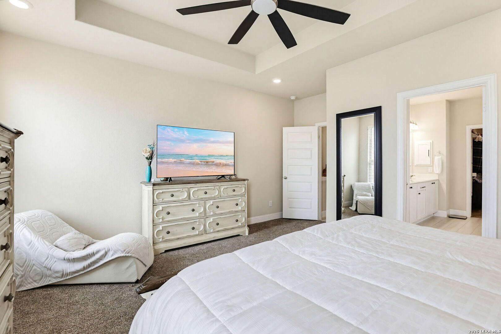 4174 Garden Path Marion, TX 78124 - Photo 11 of 21 a bedroom with a bed and ceiling fan