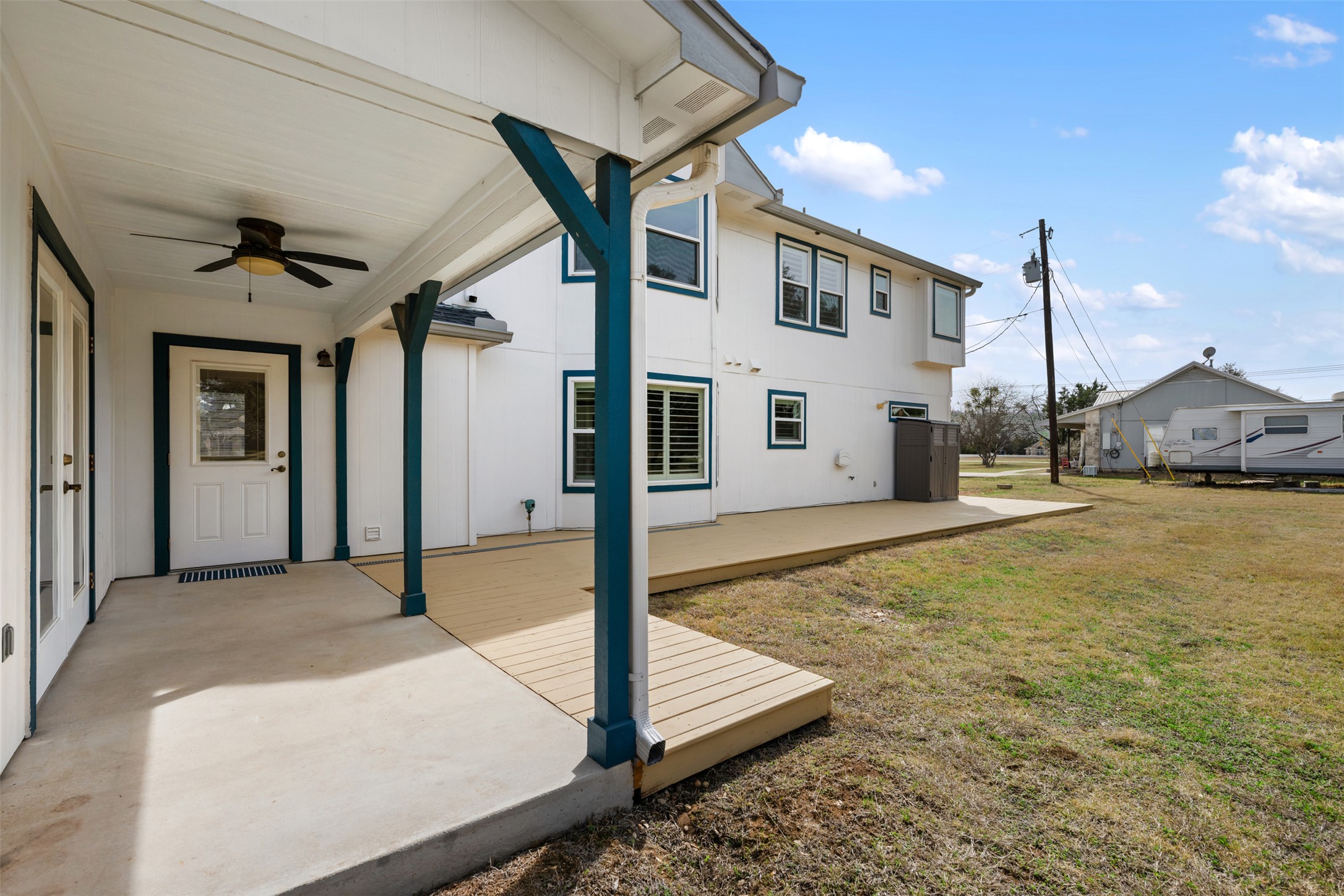 104 Sunset Road Georgetown, TX 78633 - Photo 35 of 40 View of patio / terrace with a ceiling fan and a wooden deck