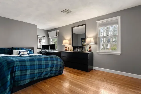 a bedroom with bed and window