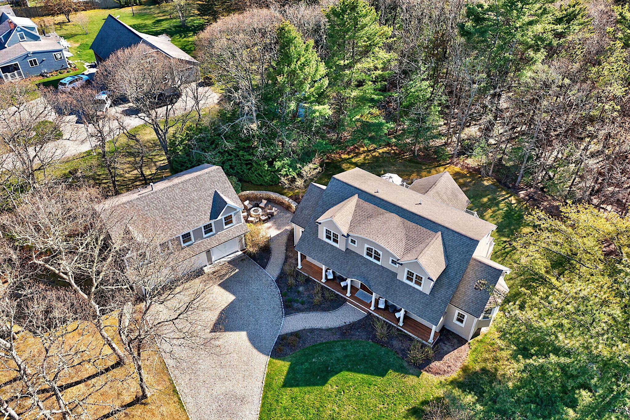 205 Little River Road Cotuit, MA 02635 - Photo 6 of 60 an aerial view of a house with a yard