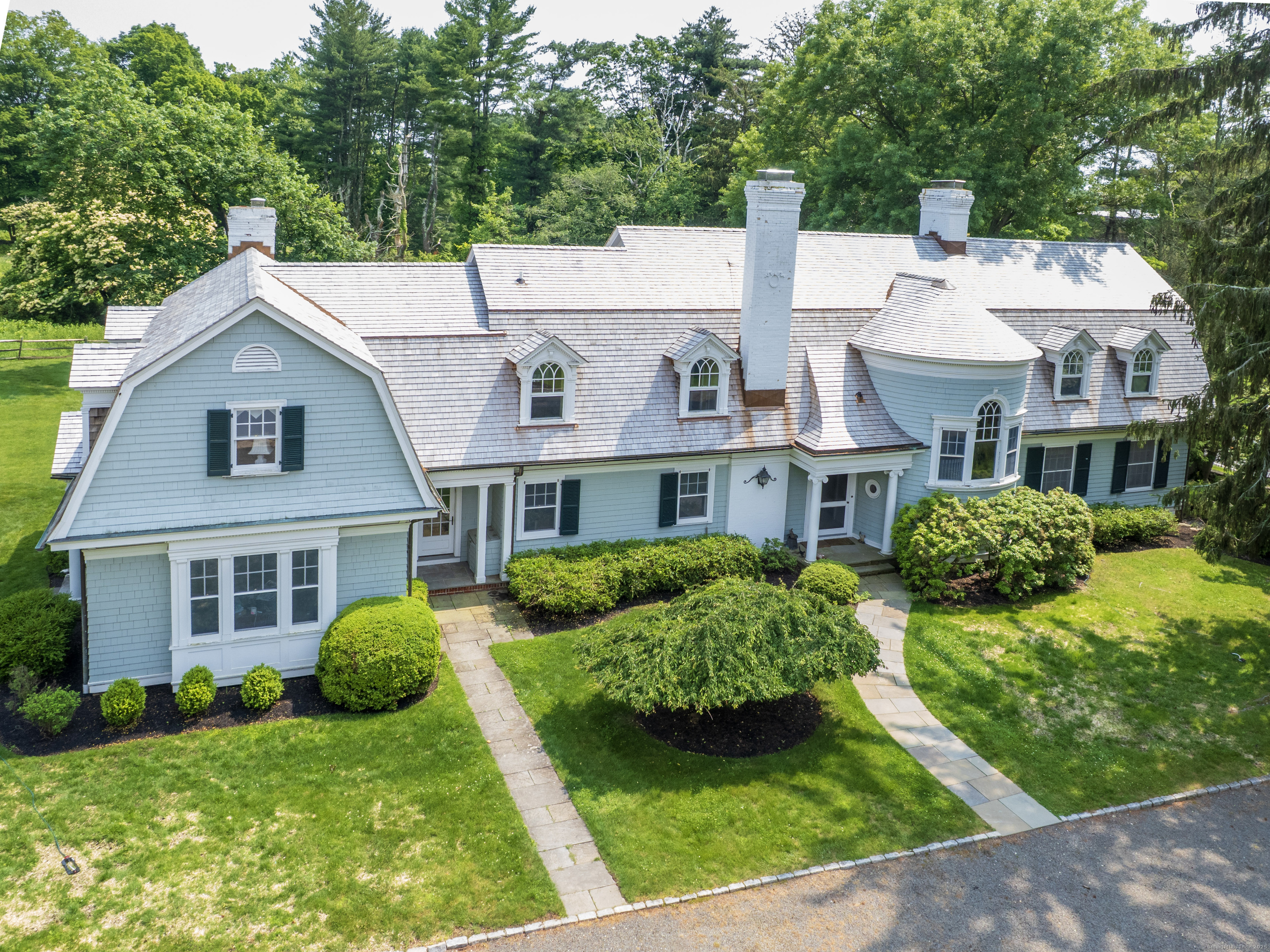 221 Greens Farms Road Westport, CT 06880 - Photo 38 of 39 a aerial view of a brick house next to a yard