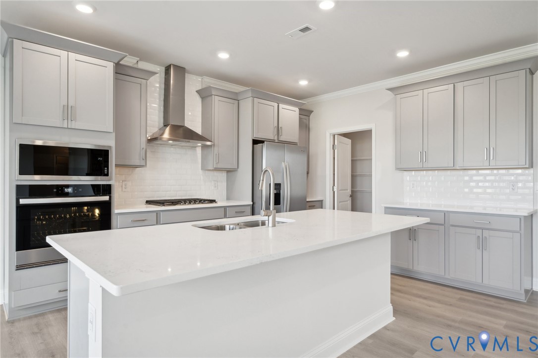 16801 Copperland Point Chesterfield, VA 23832 - Photo 3 of 17 a kitchen with kitchen island a sink stainless steel appliances and cabinets