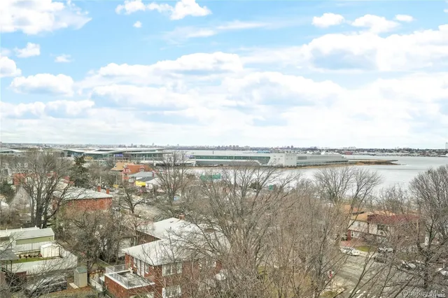 a view of a lake and mountain in the back