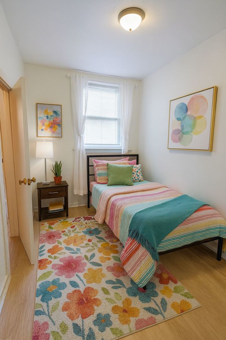 3301 West Potomac Avenue, Unit G Chicago, IL 60651 - Photo 14 of 18 a bedroom with a bed and a lamp on dresser