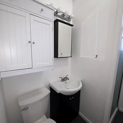 a bathroom with a sink toilet and vanity