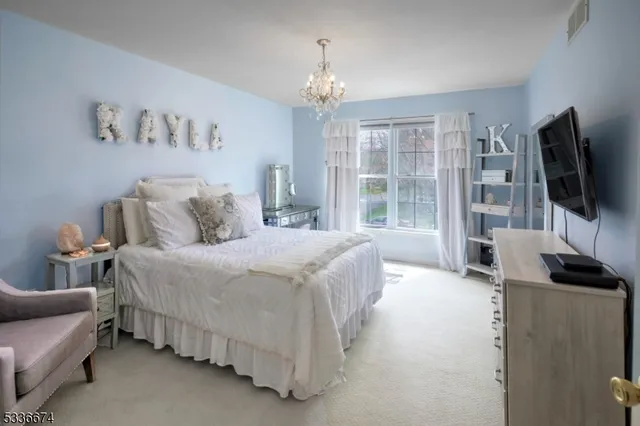 a bedroom with bed tv and window