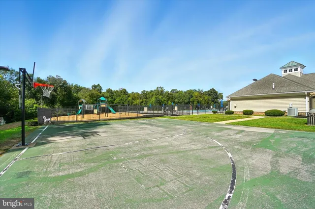 a view of park with large trees